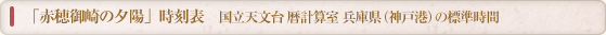 「赤穂御崎の夕陽」時刻表　国立天文台 暦計算室 兵庫県（神戸港）の標準時間